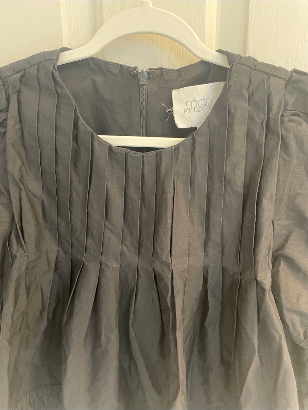 Mare Mare Puff Sleeved Black Cotton Blouse - Picture 3 of 13